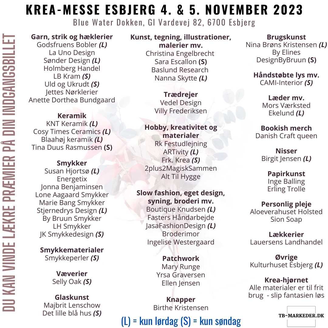 Henfald dæk undtagelse Esbjerg KREA-messe 4.-5. november 2023 | www.tb-markeder.dk
